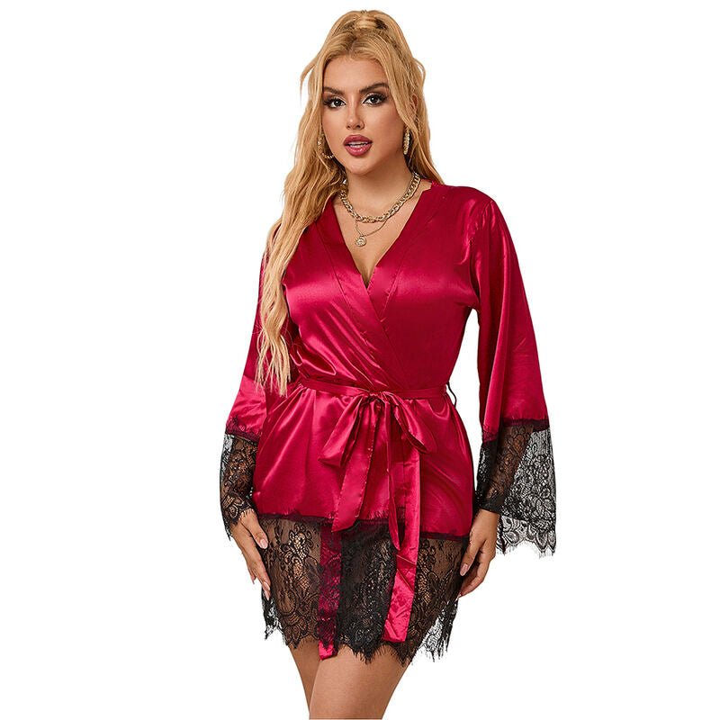 SUBBLIME - 953829 ELEGANT LACE PAJAMAS + THONG RED L/XL - Kink&Play