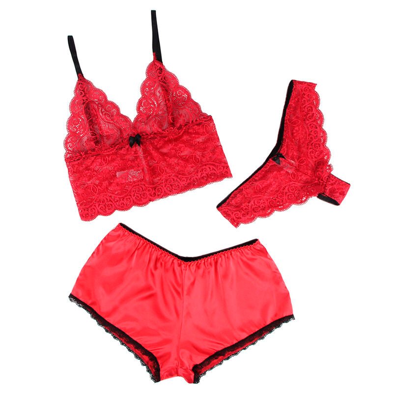 SUBBLIME - 953898 SILK AND LACE NIGHTGOWN + PANTIES RED S/M - Kink&Play