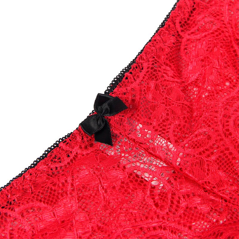 SUBBLIME - 953904 SILK AND LACE NIGHTGOWN + PANTIES RED L/XL - Kink&Play