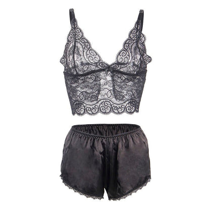 SUBBLIME - 953911 SILK AND LACE NIGHTGOWN + PANTIES BLACK S/M - Kink&Play