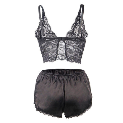 SUBBLIME - 953911 SILK AND LACE NIGHTGOWN + PANTIES BLACK S/M - Kink&Play