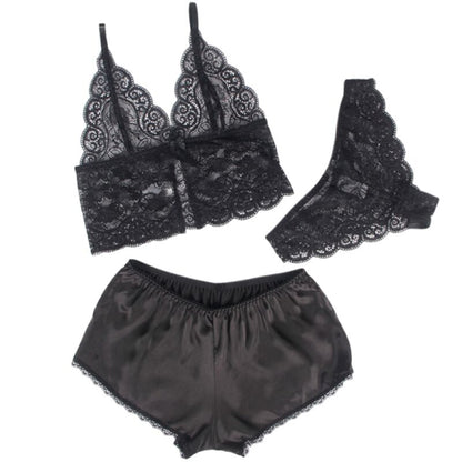 SUBBLIME - 953928 SILK AND LACE NIGHTGOWN + PANTIES BLACK L/XL - Kink&Play