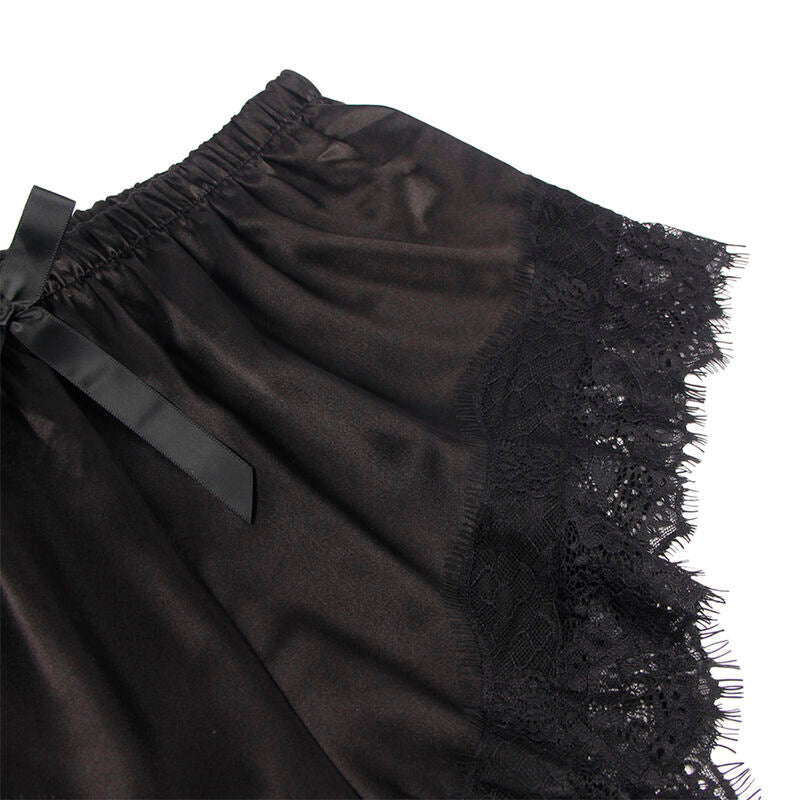 SUBBLIME - 953935 CASUAL SILK NIGHTGOWN + LACE PANTS BLACK S/M - Kink&Play