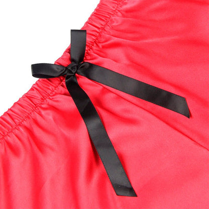 SUBBLIME - 953959 CASUAL SILK NIGHTGOWN + LACE PANTS BLACK/RED S/M - Kink&Play