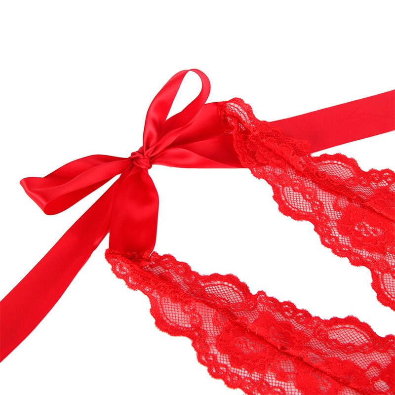 SUBBLIME - 953973 SEXY BODY WITH RUFFLES + BELT RED S/M - Kink&Play