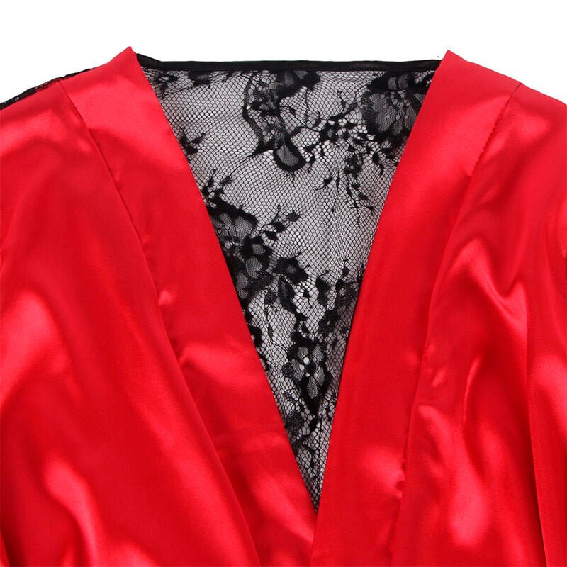 SUBBLIME - 954017 LACE SHEER BACK CAMISOLE + THONG RED/BLACK S/M - Kink&Play