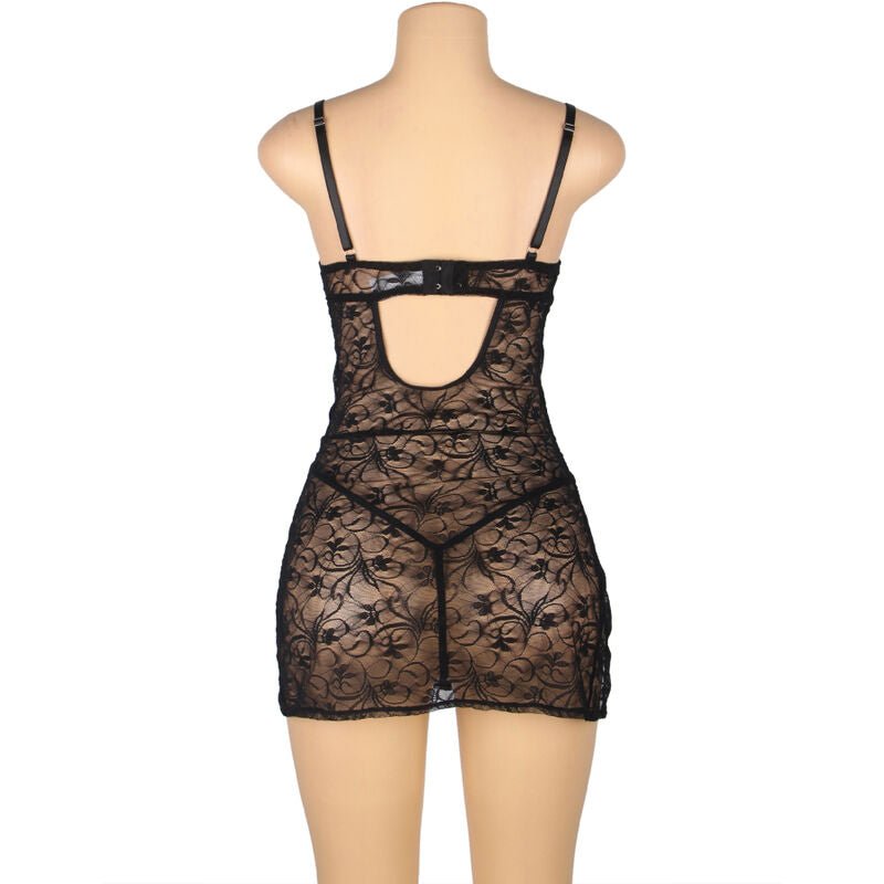 SUBBLIME - 954185 LACE BABYDOLL WITH ADJUSTABLE STRAPS BLACK S/M - Kink&Play