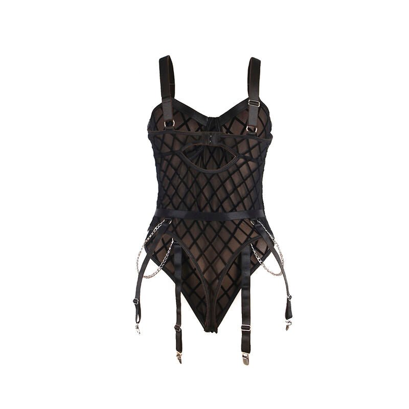 SUBBLIME - 954260 BODY WITH CHAINS + GARTER BELT BLACK S/M - Kink&Play