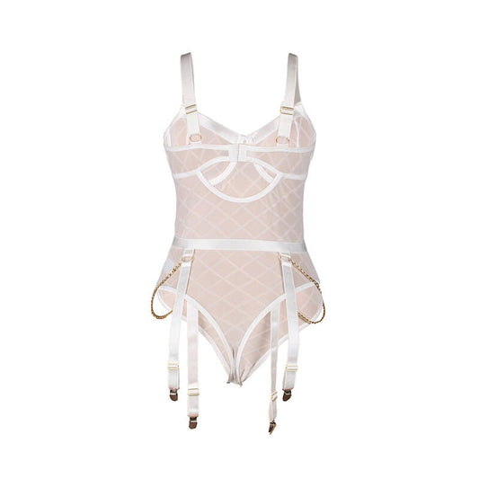 SUBBLIME - 954291 BODY WITH CHAINS + GARTER BELT WHITE L/XL - Kink&Play
