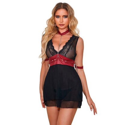 SUBBLIME - 954437 LACE BONDAGE DRESS BLACK L/XL - Kink&Play