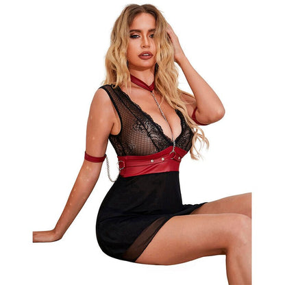 SUBBLIME - 954437 LACE BONDAGE DRESS BLACK L/XL - Kink&Play