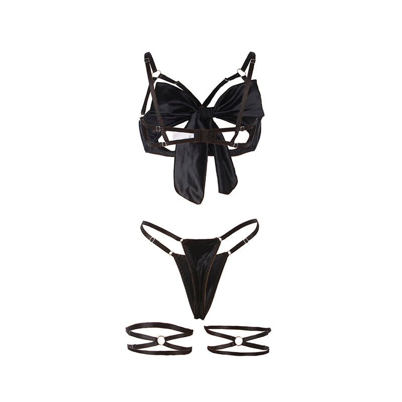 SUBBLIME - 955199 BRA SET WITH ADJUSTABLE BLACK BOW S/M - Kink&Play
