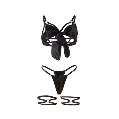 SUBBLIME - 955199 BRA SET WITH ADJUSTABLE BLACK BOW S/M - Kink&Play