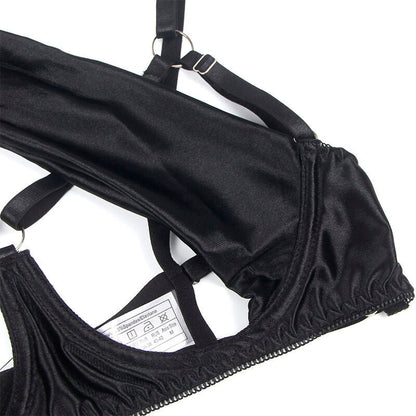 SUBBLIME - 955205 BRA SET WITH ADJUSTABLE BLACK BOW L/XL - Kink&Play
