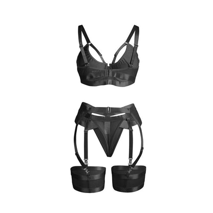 SUBBLIME - 955236 BLACK BONDAGE BRA WITH GARTER SET S/M - Kink&Play