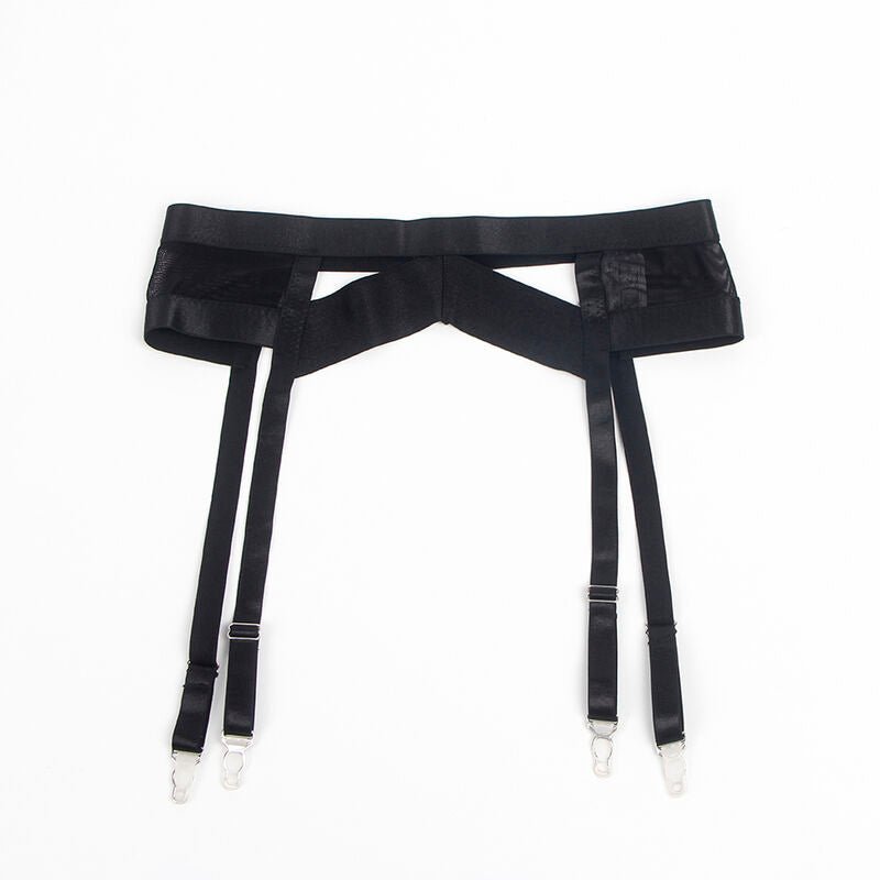 SUBBLIME - 955243 BLACK BONDAGE BRA WITH GARTER SET L/XL - Kink&Play