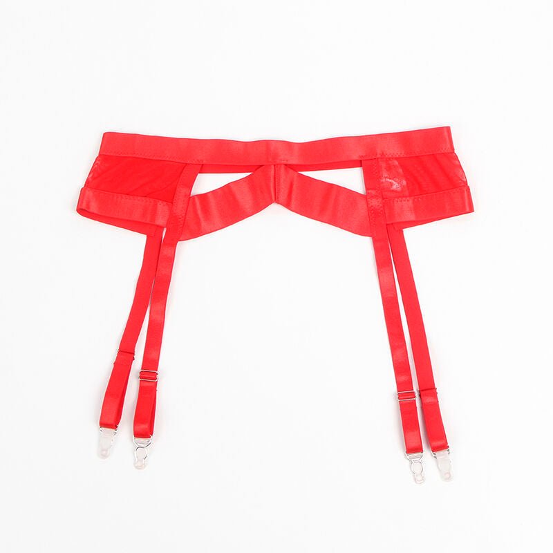 SUBBLIME - 955250 RED BONDAGE BRA WITH GARTER SET S/M - Kink&Play