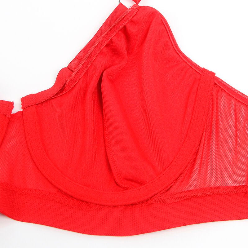 SUBBLIME - 955267 RED BONDAGE BRA WITH GARTER SET L/XL - Kink&Play