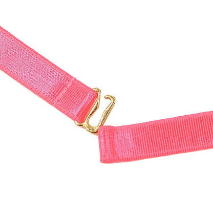 SUBBLIME - 955298 BRA SET WITH NECKLACE AND LEG DETAILS FLUORESCENT PINK S/M - Kink&Play