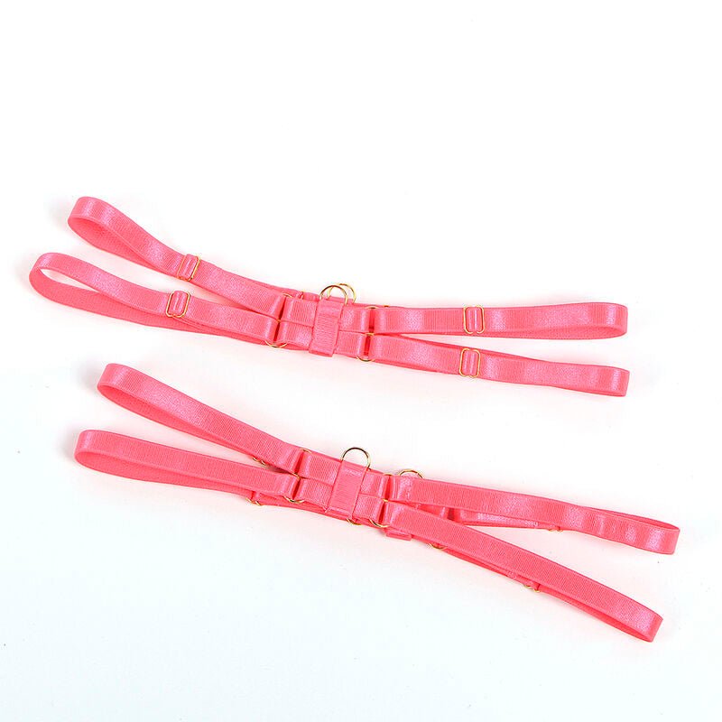 SUBBLIME - 955304 BRA SET WITH NECKLACE AND LEG DETAILS FLUORESCENT PINK L/XL - Kink&Play