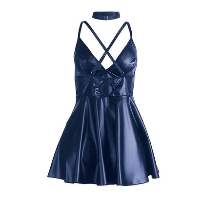 SUBBLIME - 955410 DRESS WITH BLUE LEATHER STRAPS S/M - Kink&Play