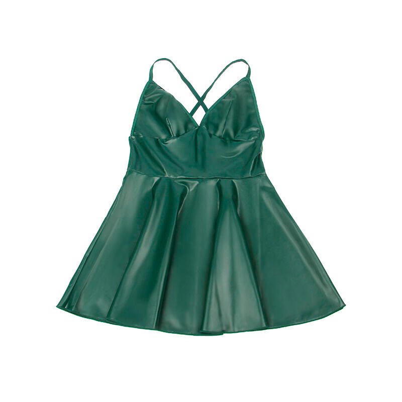 SUBBLIME - 955434 DRESS WITH GREEN LEATHER STRAPS S/M - Kink&Play