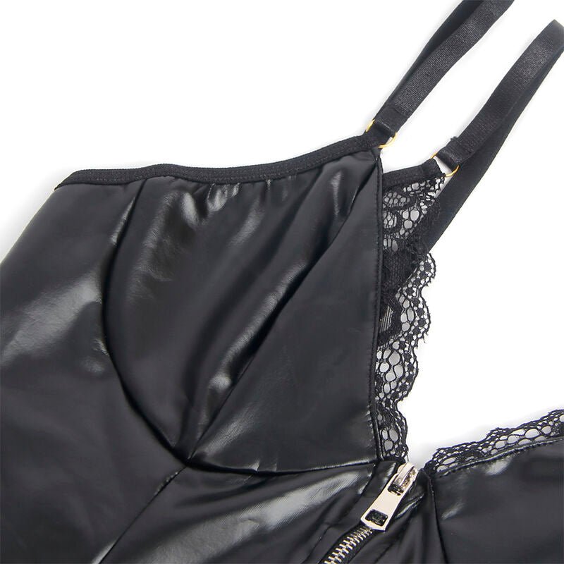 SUBBLIME - 955458 BLACK LEATHER ZIPPER BODY S/M - Kink&Play