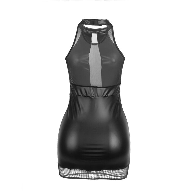 SUBBLIME - 955489 HALTER NECK DRESS WITH TRANSPARENCIES BLACK L/XL - Kink&Play