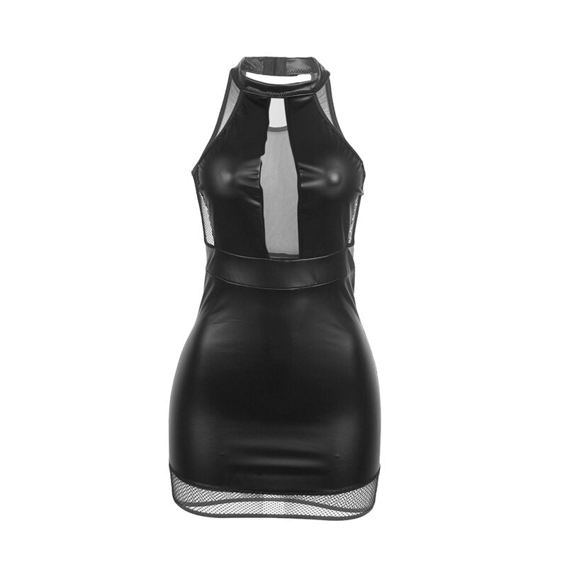 SUBBLIME - 955489 HALTER NECK DRESS WITH TRANSPARENCIES BLACK L/XL - Kink&Play