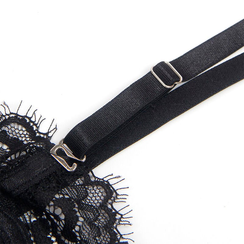 SUBBLIME - 955496 LACE BODYSUIT WITH BOWS AND GARTERS BLACK S/M - Kink&Play