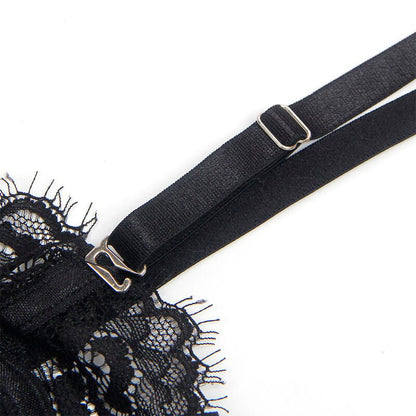 SUBBLIME - 955496 LACE BODYSUIT WITH BOWS AND GARTERS BLACK S/M - Kink&Play