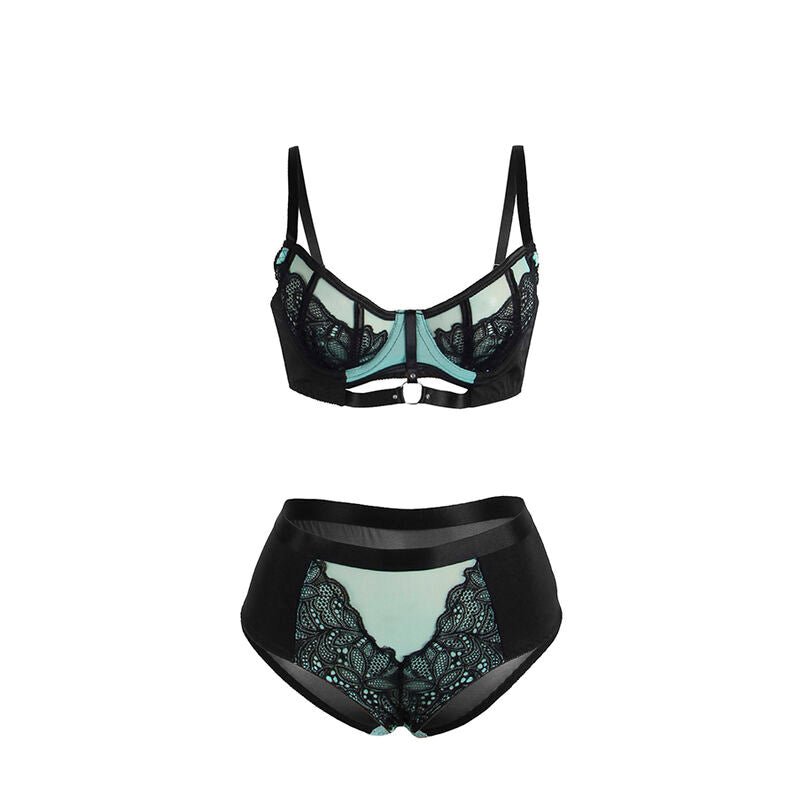 SUBBLIME - 955557 GREEN PATENT LEATHER MESH ZIPPER BRA SET S/M - Kink&Play