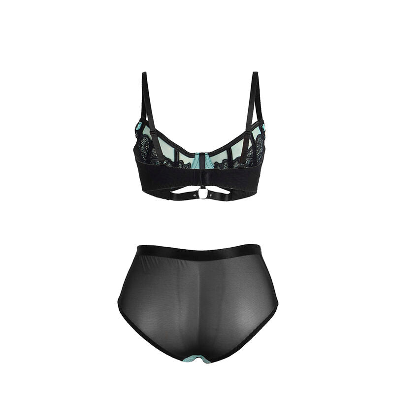 SUBBLIME - 955564 GREEN PATENT LEATHER MESH ZIPPER BRA SET L/XL - Kink&Play