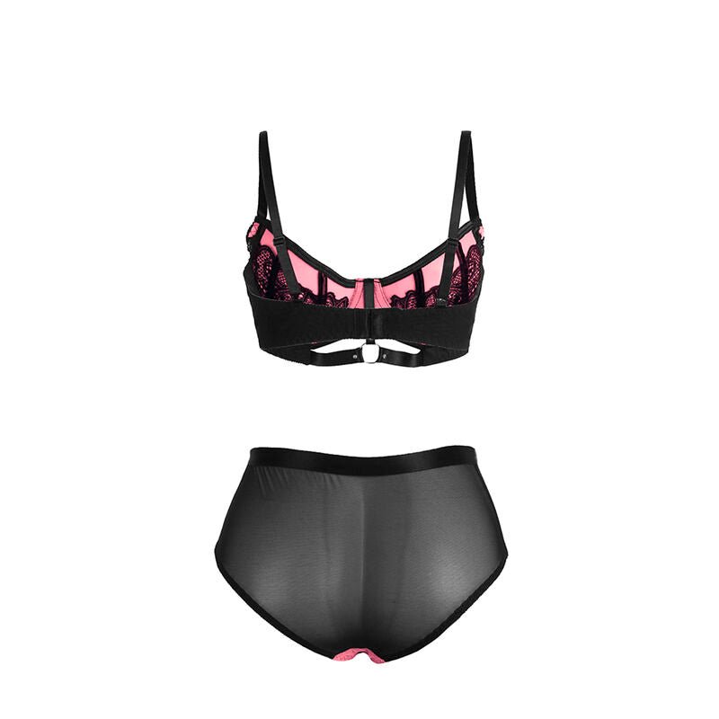 SUBBLIME - 955588 PINK PATENT LEATHER MESH ZIPPER BRA SET L/XL - Kink&Play