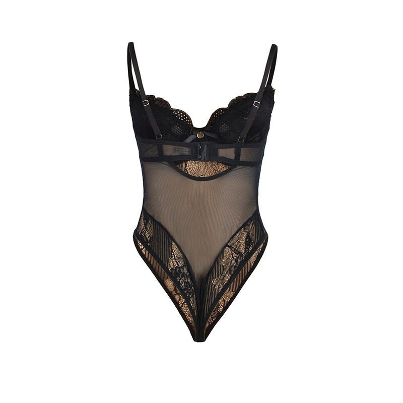 SUBBLIME - 955618 LACE BODYSUIT WITH BOTTOM CLOSURE BLACK S/M - Kink&Play