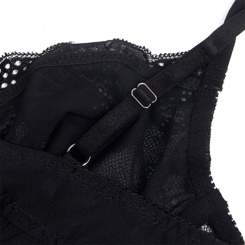 SUBBLIME - 955618 LACE BODYSUIT WITH BOTTOM CLOSURE BLACK S/M - Kink&Play