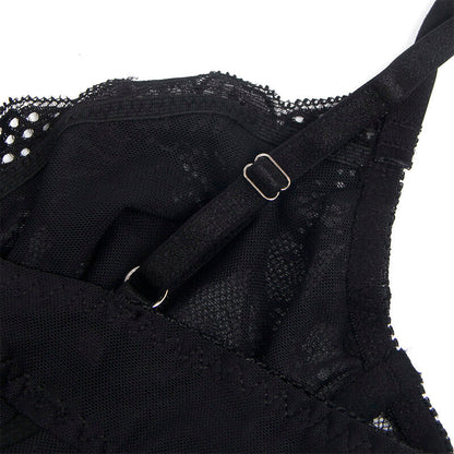 SUBBLIME - 955618 LACE BODYSUIT WITH BOTTOM CLOSURE BLACK S/M - Kink&Play