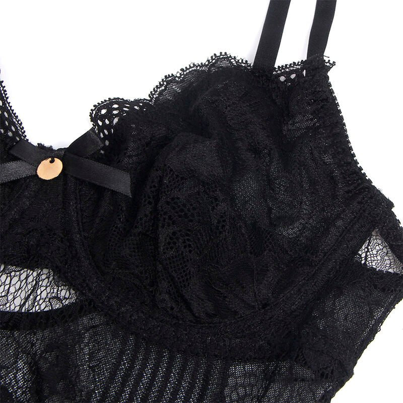 SUBBLIME - 955625 LACE BODYSUIT WITH BOTTOM CLOSURE BLACK L/XL - Kink&Play