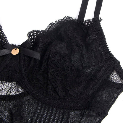 SUBBLIME - 955625 LACE BODYSUIT WITH BOTTOM CLOSURE BLACK L/XL - Kink&Play