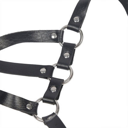 SUBBLIME - BODY HARNESS ADJUSTABLE STRAPS LEATHER BLACK ONE SIZE - Kink&Play