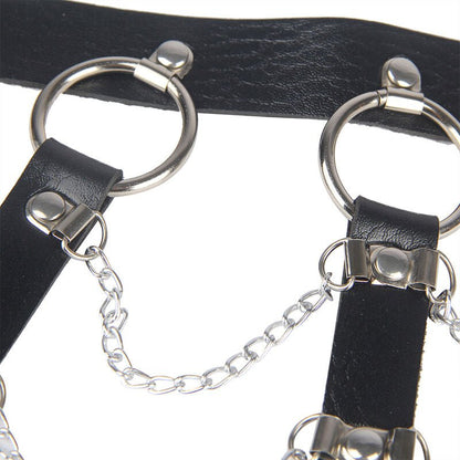 SUBBLIME - CHEST HARNESS LEATHER CHAINS BLACK ONE SIZE - Kink&Play