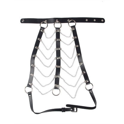 SUBBLIME - CHEST HARNESS LEATHER CHAINS BLACK ONE SIZE - Kink&Play