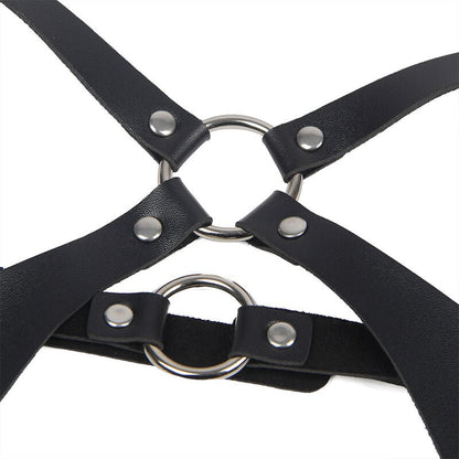 SUBBLIME - FULL BODY HARNESS WITH LEATHER BUCKLES BLACK ONE SIZE - Kink&Play