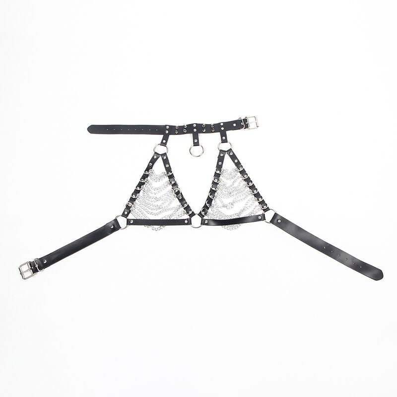 SUBBLIME - HARNESS BRA AND NECKLACE WITH CHAINS ONE SIZE - Kink&Play