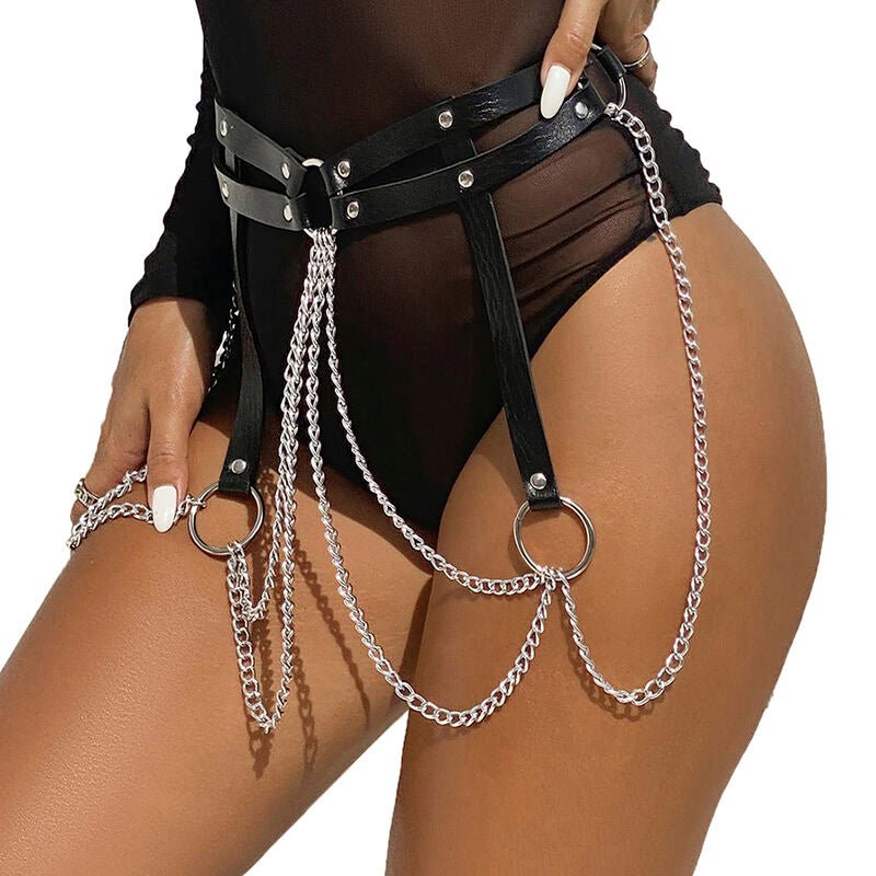 SUBBLIME - LEATHER RING CHAINBELT BLACK ONE SIZE - Kink&Play