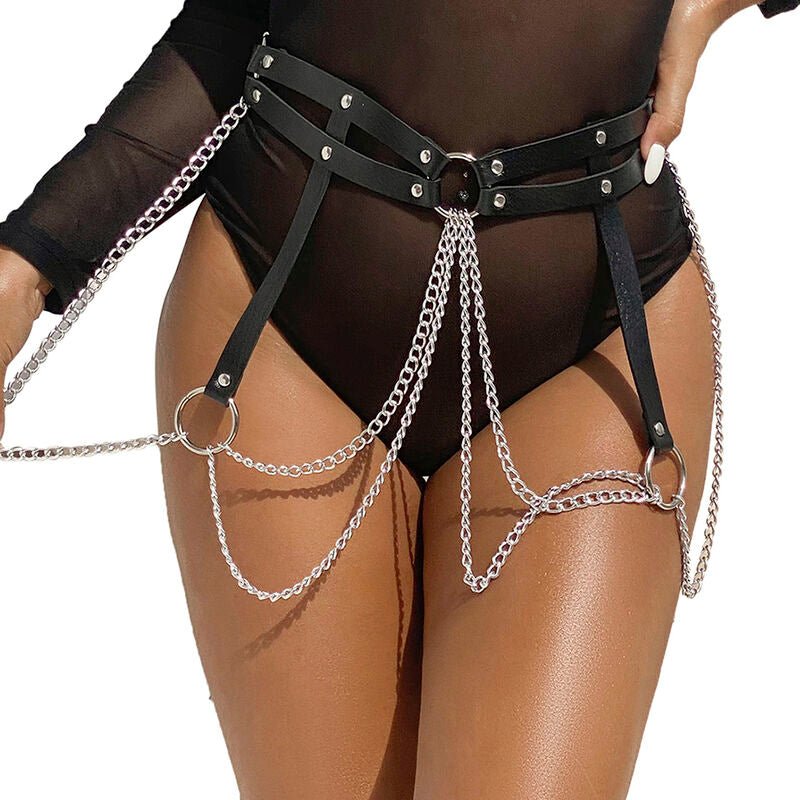 SUBBLIME - LEATHER RING CHAINBELT BLACK ONE SIZE - Kink&Play
