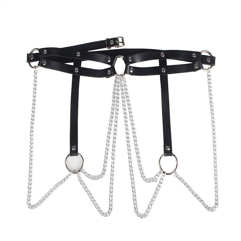 SUBBLIME - LEATHER RING CHAINBELT BLACK ONE SIZE - Kink&Play