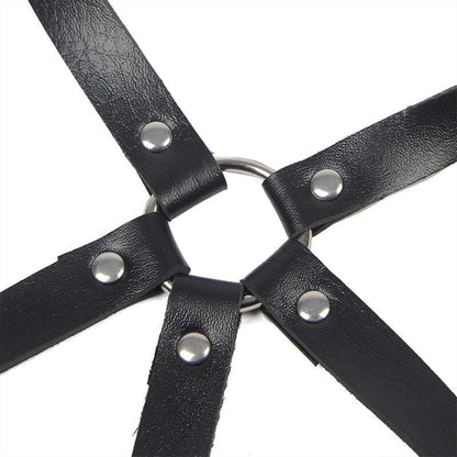SUBBLIME - LEATHER RING CHEST HARNESS BLACK ONE SIZE - Kink&Play