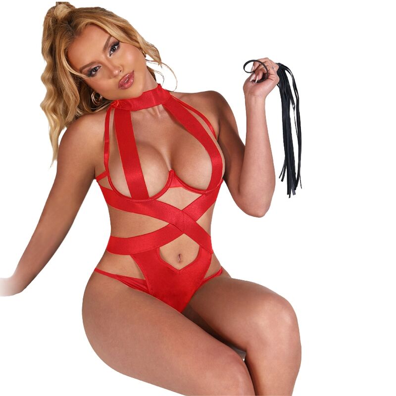 SUBBLIME - SEXY HALTER BODY WITH HARNESS RED S/M - Kink&Play