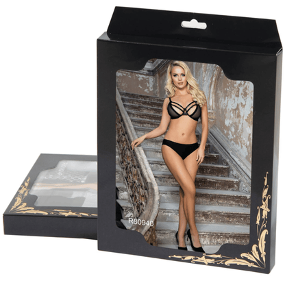 SUBBLIME - TWO PIECE SET OF TRANSPARENCY BRA AND S/M STRIPS - Kink&Play